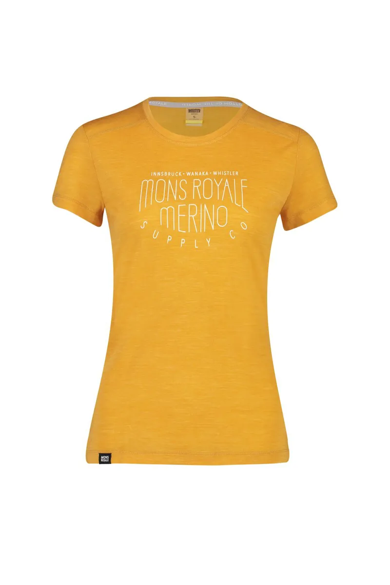 Mons Royale  Womens Vapour T Shirt in gold